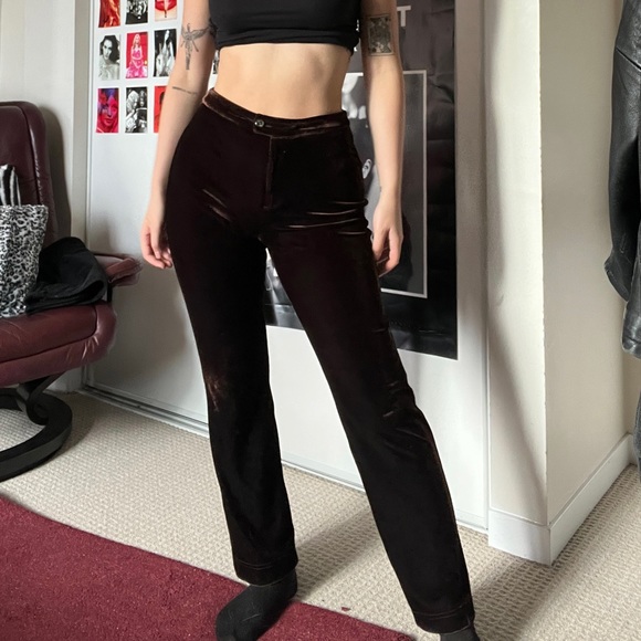 Vintage Brown Velvet Boot Cut Pants! - Picture 2 of 3